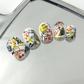 Summer Press on Nails Short Square Fake Nails Colorful Glue on Nails Painting False Nails with Design Matte Acrylic Nails Full Cover Cute Glossy Stick on Nails Artificial Nails for Women Girls 24Pcs