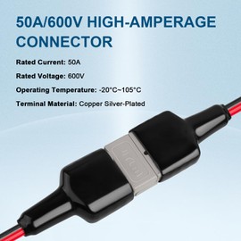 XRDS -RF Solar Panel Charge Cable 50A with Anderson-Style High-Amperage Connector, 10AWG Heavy-Duty Extension Cord for Solar Power Systems, RVs, and Off-Grid Applications 3 FT