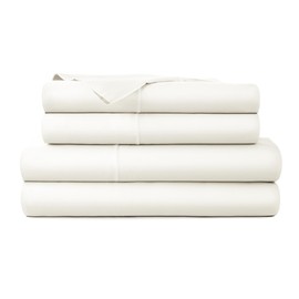 100% Organic Cotton Sheets Full Size - GOTS Certified Organic Bed Sheets with Deep Pocket Breathable and Cozy Sateen Weave Gets Softer with Each Wash - Luxury 4 Piece Set (Natural, Full)