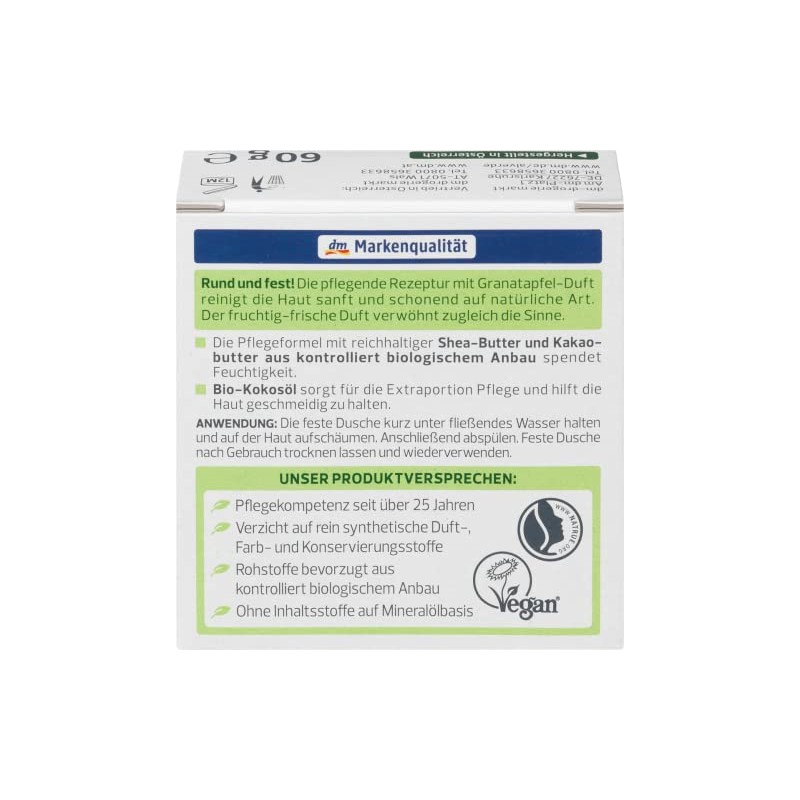 alverde Natural Cosmetics Solid Shower Gel with Pomegranate Fragrance, 60