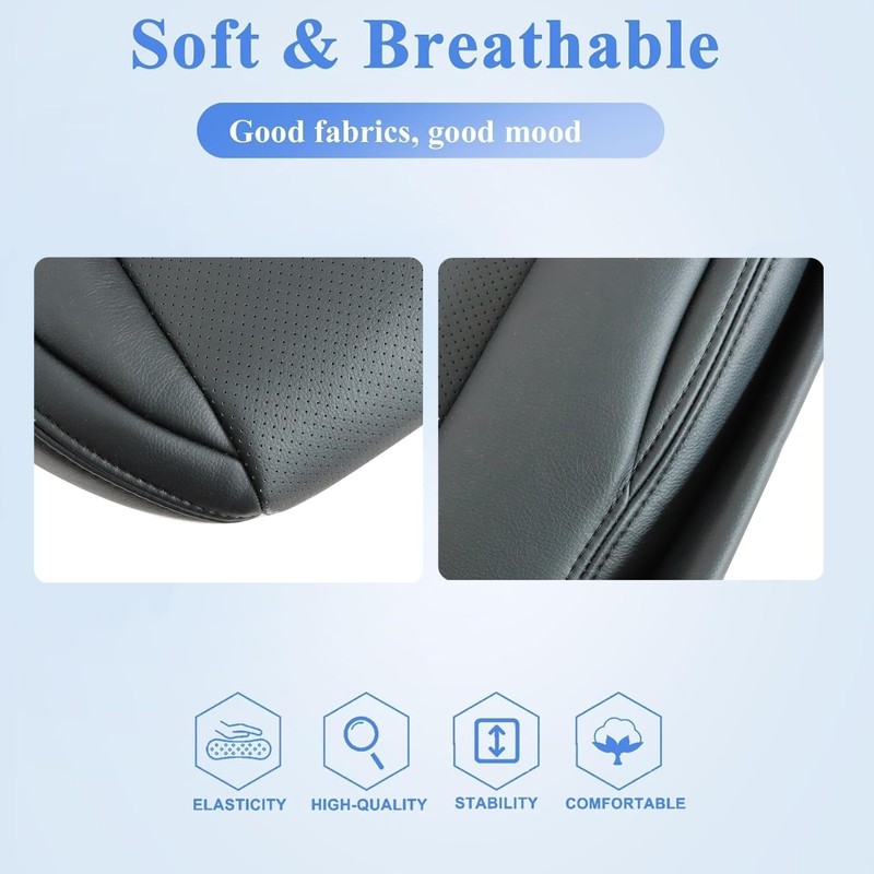 FZJDSD Black Driver Side Bottom Perforated Microfiber Leather Replacement Seat