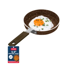 Bakken- Swiss 2-Piece Mini Pan Set – 5.5’’ Non-Stick Egg Pan with Spatula, Cool-Touch Handles, Heat-Resistant Up To 400° F, Food-Grade Safe, For Gas, Electric and Ceramic Cooktops, Marble Black