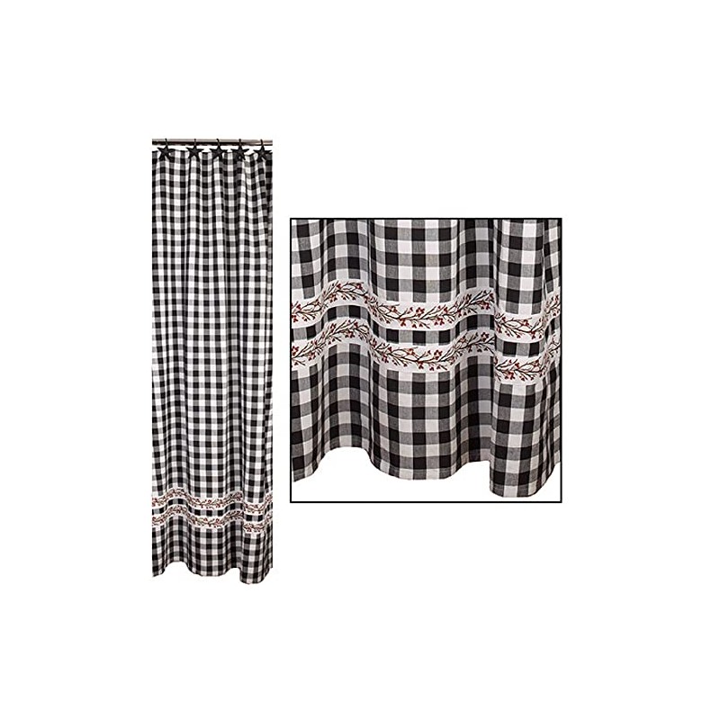 The Country House Collection 32195 Berry Vine Check Shower Curtain,72-inch