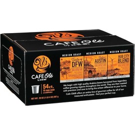 CAFE Ole by H-E-B Taste of DFW, Austin, Hub City Blend Medium Roast Coffee Singles, 54 ct Variety Pack - Drip Machine, Cups