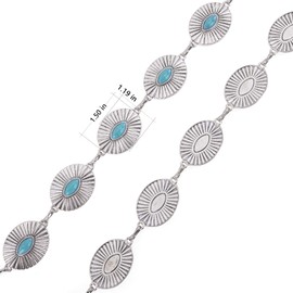 Rustic Couture's Womens Western Cowgirl Chain Belt Rustic Concho Metal Waist Belts Turquoise Cowboy Country Concert Belt Adjustable Boho Outfit RCB-1025TQ