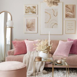 Topfinel Cushion Covers 45 x 45 Set of 4 for Spring, Soft Corduroy Pillows Cases for Livingroom and Bedroom Home decor 18x18 Inch Pink