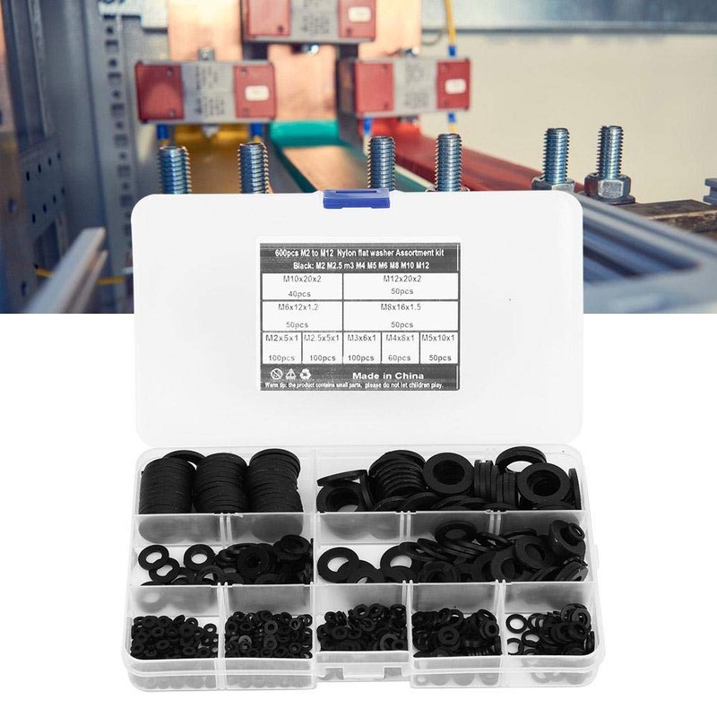 Nylon Washer Nylon Seal Black, M2-M12 Black Washer Assortment Set,