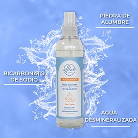 Allium Desodorante Natural Con Piedra De Alumbre 250 Ml Pies Y Axilas, Libre de Aluminio Y Parabenos, Antibacteriano, Frescura Y Protección Continua.