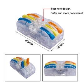 FULARR 12Pcs Premium Lever-Nut Wire Connectors, Bilateral 6 Hole Transparent Conductor Compact Wire Connectors, Quick Connector Cable Clamp Terminal Block Spring Connector (Multicolor Lever)