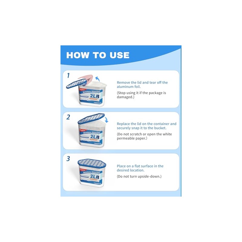 Vacplus Moisture Absorber Buckets – Large Capacity Dehumidifier and Humidity