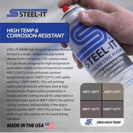Steel-It 5904B Color changing, High Temp & Corrosion-Resistant Aerosol Coating - Steel Gray (2 Pack)