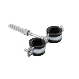 16mm-19mm / 3/8" Rubber Lined Double Pipe Clip with Screw / Pipe Metal Bracket / Tube Steel Clamp