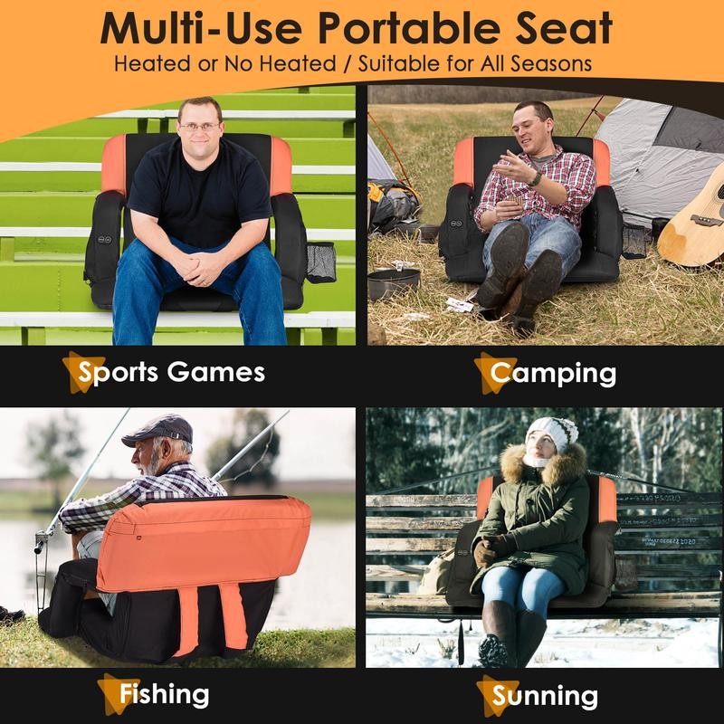 Slendor Dual-Sided Heated Stadium Seats for Bleachers with Back Support,