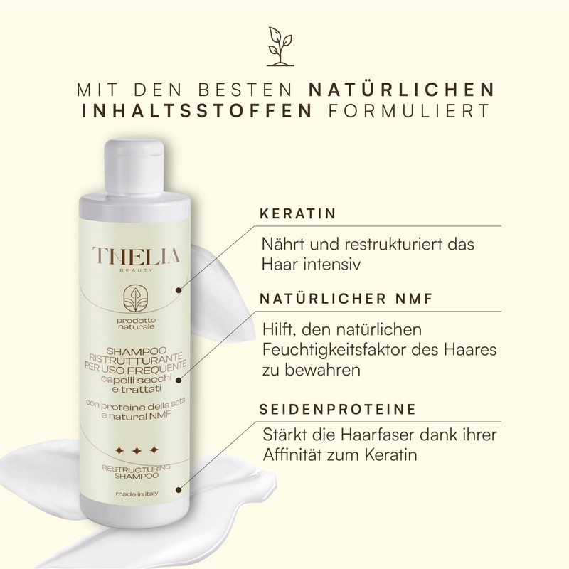 Thelia Beauty Natural shampoo, paraben-free, dermatologically tested, made in Italy,