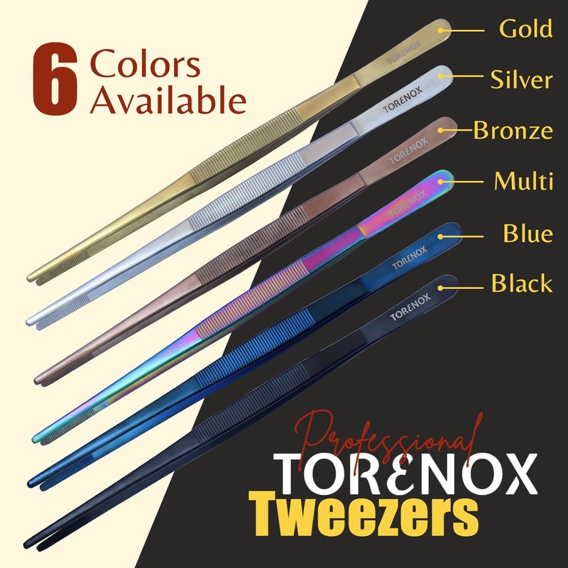 Kitchen Tweezers 10 Inch Straight and 8 Inch Offset -