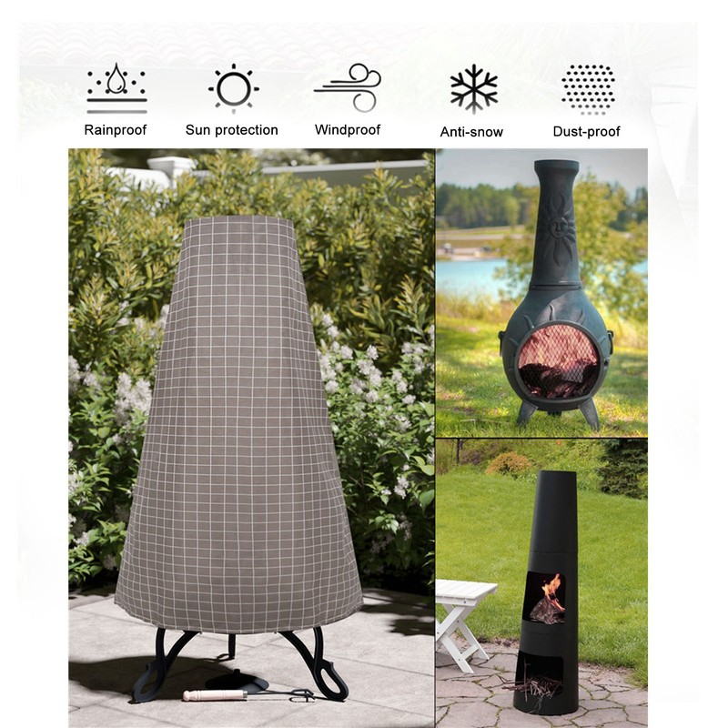 Rainproof Chiminea Stove Cover Dustproof Heater Cover for Outdoor Garden