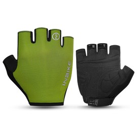 INBIKE Cycling Gloves for Mens MTB Womens Road Bikes Cycle Padded Mens Fingerless Bicycle Accessories Biking Gel Exercise Gym Half Finger Green 2XL