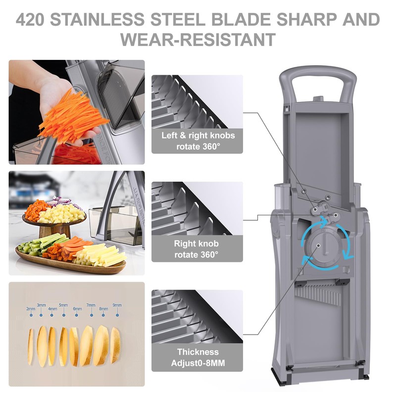 ZTQCSQ [All in 1] Upgraded Version Safe Mandoline Slicer for