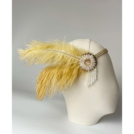 changyexi 1920s Headpiece Beaded Flapper Headband 20s Great Gatsby Roaring Twenties Showgirl Hair Accessories Gold