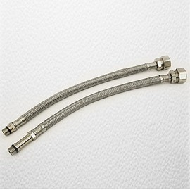 Pack of 2 flexible monobloc tap connectors 15mm x 12mm.