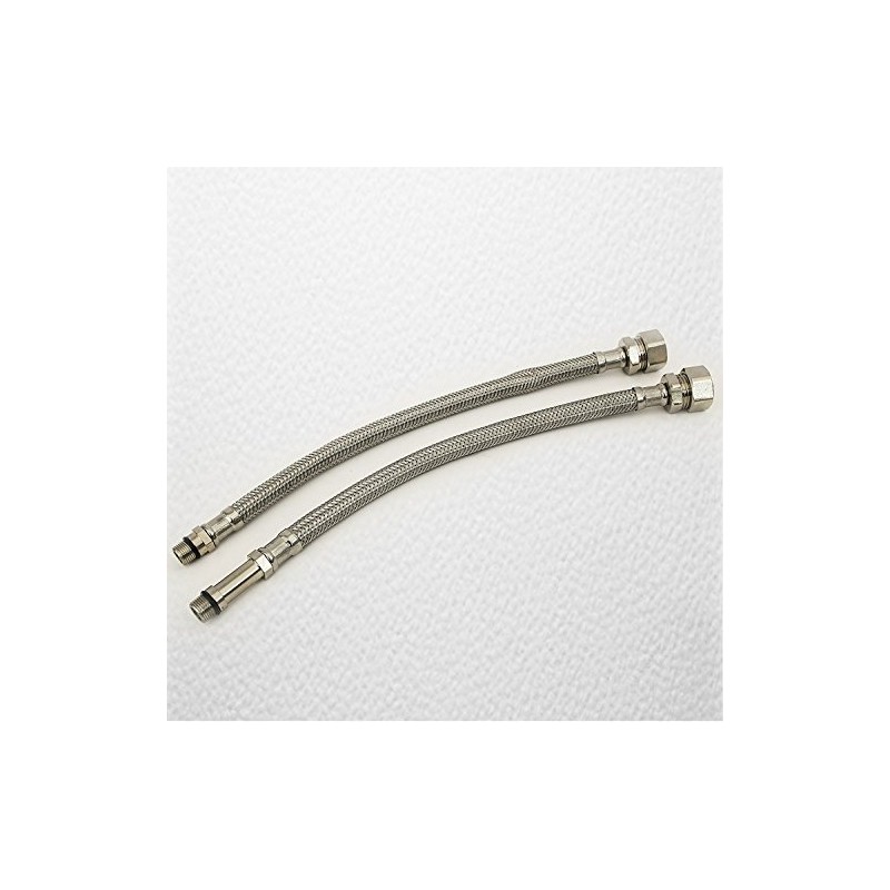 Pack of 2 flexible monobloc tap connectors 15mm x 12mm.