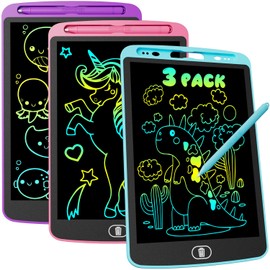 Electight 3pcs 10 Inch LCD Writing Tablet, Colorful Doodle Scribbler Pad with Lock & Delete Function, Drawing Board Learning Gift & Educational Toys for Kids Age 3-9 Year Old Girls Boys