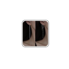 Inateannal Northstar Threader Chain Earrings Silver Tassel Threader Drop Earrings Long Star Chain Dangle Earrings Minimalist Threader Bar Earrings Jewellery for Women and Girls, Zinc, No Gemstone