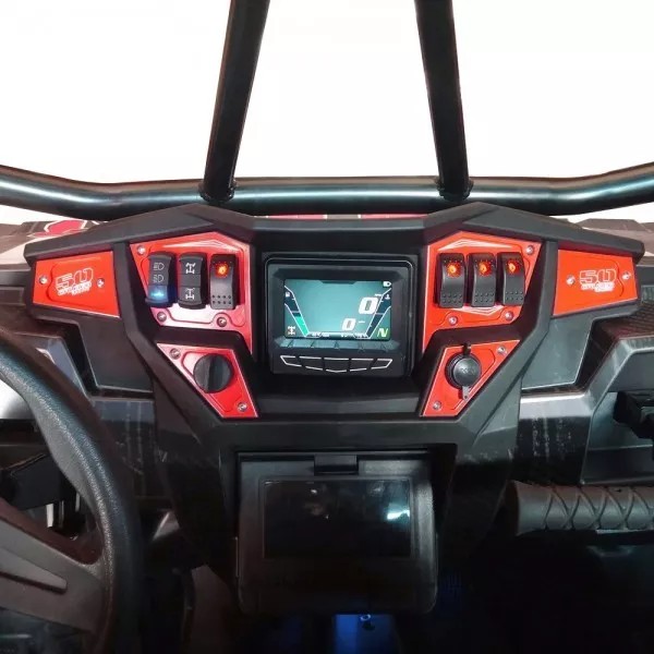 50 Caliber Racing 6pc Billet Dash Panel Polaris GPS Red