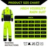 Class 3 High Visibility Rain Suit With Detachable Hood Waterproof