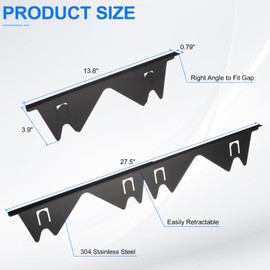 sourcing map 2 Packs Stove Gap Covers, Stainless Steel Stove Gap Filler Range Trim Kit, Adjustable Length 13.8" to 27.5" Heat Resistant Stove Guard for Kitchen Countertop, 0.79" Width, Black