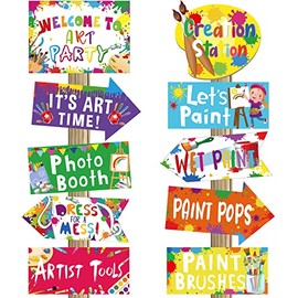20 Pieces Art Painting Party Decorations Paint Party Sign Artist Birthday for Art Themed Party Kid Painting birthday Party Supplies