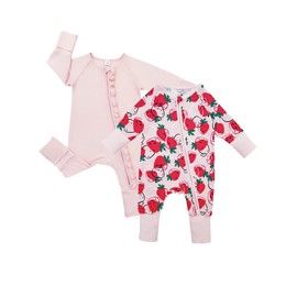 Bow Dream Baby Bamboo Rayon Romper Girl Footless Viscose Newborn Infant Footie Outfits Mitten Cuffs Toddler Boy Clothes Pink Strawberry 6-12 Months