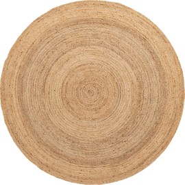 Unique Loom Braided Jute Collection Area Rug - Dhaka (7' 1" Round, Natural)