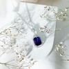 September Birthstone Necklace, Certified 10X14mm Lab Grown Blue Sapphire Vintage