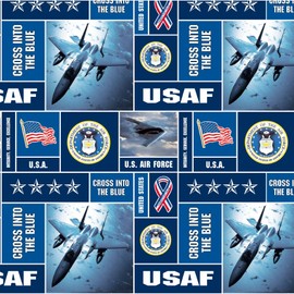 SYKEL ENTERPRISES Military Fleece U.S. Air Force Blocks Multi, Fabric by The Yard