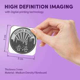 1 x Square MDF Fridge Magnet - Hong Kong China Travel Stamp 40339