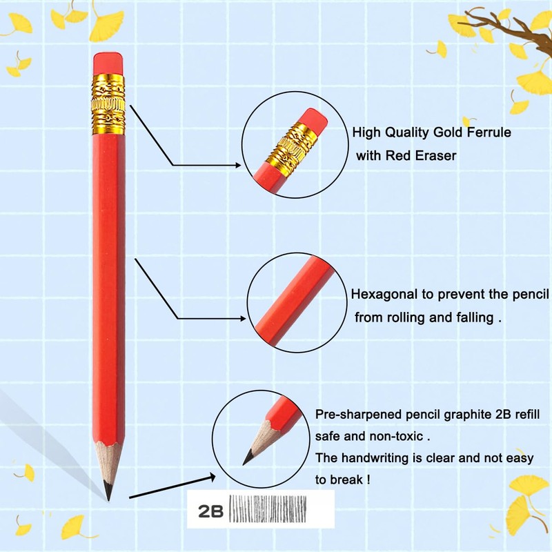 Adhere 25pcs Golf Pencils with earser Hexagon Wooden Pencils Graphite