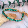 KELITCH Turquoise Beads Strand Bracelets Natural Stone Leather Wrap Bracelet