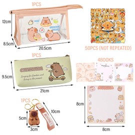 ZXTGBQ Capybara Pencil Case, Pencil Case with Capybara Doll Keyring Brooch Stickers, Large Pencil Case, Large Capacity Pencil Case for School & Office