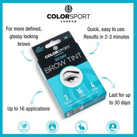 Colorsport London 30 Day Brow Tint - Semi-Permanent Vegan Eyebrow Dye that Lasts 30 days, Easy to Use Eyebrow Tint Kit with Eyebrow Brush Applicator, Black