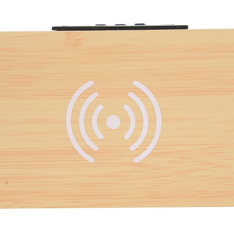 Wooden Clock Alarm Mobile Phone Wireless Charging Wood Voice Control