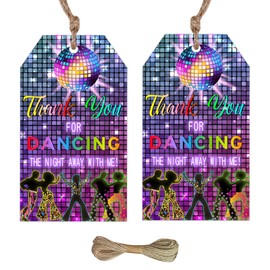 Kreatwow Disco Party Thank You Tag 50pcs Disco Party Favors Thank You Dancing The Night Away with Me Tag Disco Party Tag Disco Fever Retro Disco Birthday Favor for Bridal Shower Birthday Bachelorette