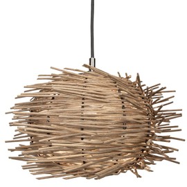 Vintage Nest Designed Natural Brown Rattan Wicker Ceiling Pendant Lighting Shade | 60w Maximum | 30cm Diameter by Happy Homewares
