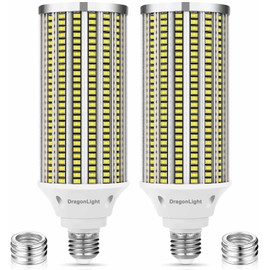 DragonLight 80W Super Bright LED Corn Light Bulbs (600 Watt Equivalent) - E26/E39 Large Mogul Base LED Lamp 5000K Daylight 9,600 Lumens for High Bay Area Lighting, Pack of 2