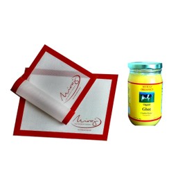 Grass-fed Organic Ghee (Clarified Butter), From Cow's Milk, And Non-Stick Silicone Baking Mat Set