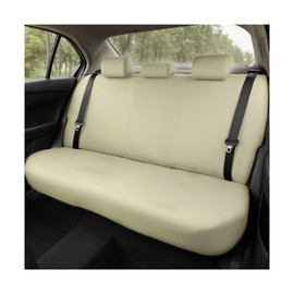 BESULEN Car Back Seat Cover, Dustproof Elastic Cloth Vehicle Rear Seat Bench Protector for Pets Kids, Waterproof Stretch Automobile Interior Accessories, Universal for Sedan Truck SUV (Beige)