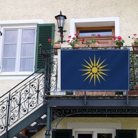 3×5 FT Greek Macedonia Flag,Large Greece Macedonian Banner Decor, Double Side Digital Printed 150D Polyester Banner with Canvas Header Brass Grommet for Outdoor Indoor Parade Car