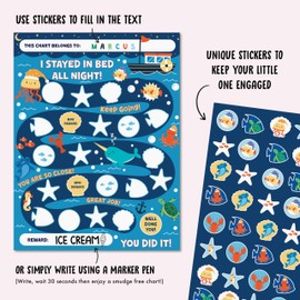 Behavior Chart for Kids at Home - Ocean Themed Reward Chart for Boys - Bedtime Routine Chart for Toddlers - Behavior Charts for Sleeping in Own Bed - Responsibility Chart - by Central 23