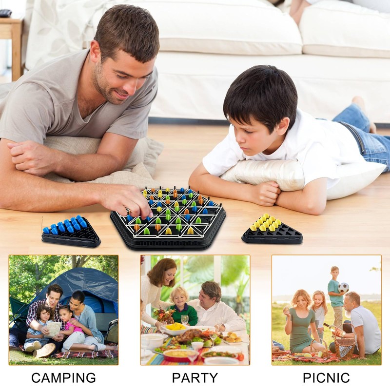 Elsrantor Chains Triangle Chess Game, Triangle Board Games with Rubber