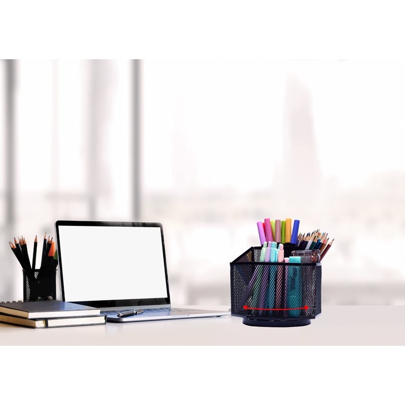 EXERZ Desk Organiser/Mesh Desk Tidy Caddy/Pencil Holder/Multifunctional 360 Rotating